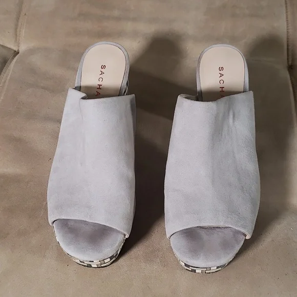 Sacha London gray suede platform clogs - Picture 2 of 6